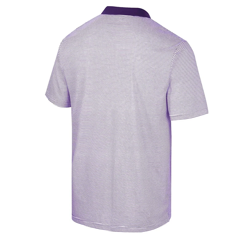Colosseum Purple TCU Horned Frogs Print Stripe Polo