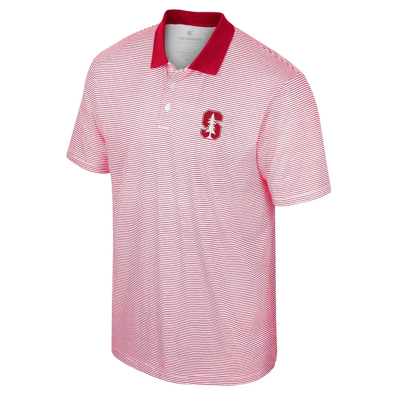 Colosseum Stanford Cardinal Print Stripe Polo