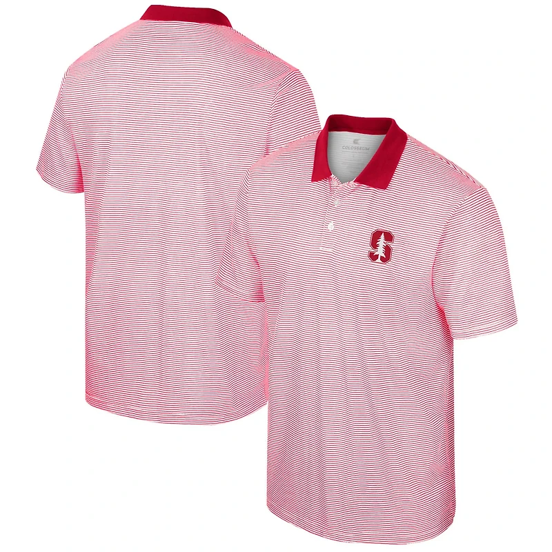 Colosseum Stanford Cardinal Print Stripe Polo