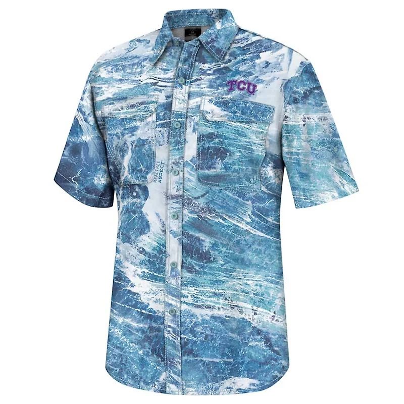 Colosseum TCU Horned Frogs Realtree Aspect Charter Full-Button Fishing Shirt