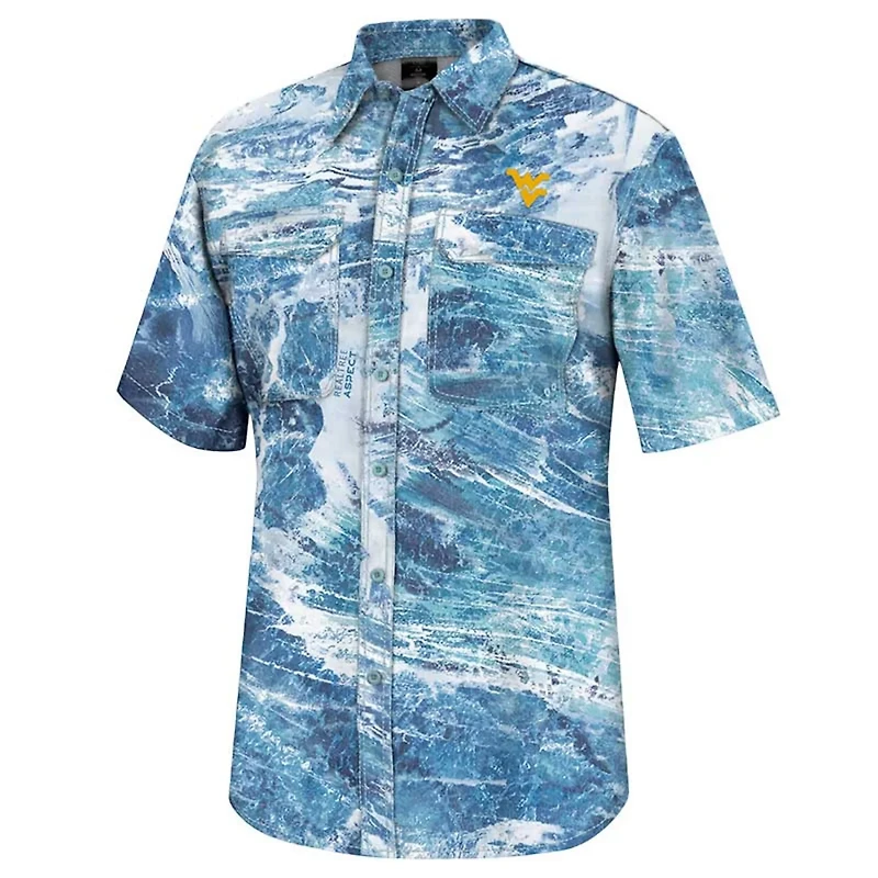 Colosseum West Virginia Mountaineers Realtree Aspect Charter Full-Button Fishing Shirt
