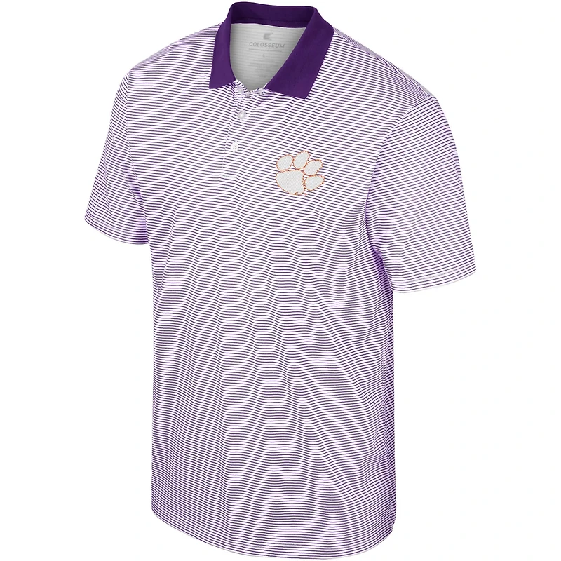 Colosseum White Clemson Tigers Print Stripe Polo