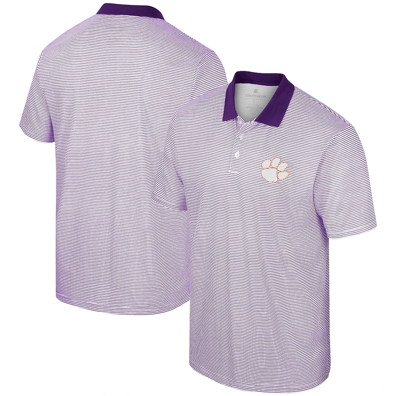 Colosseum White Clemson Tigers Print Stripe Polo