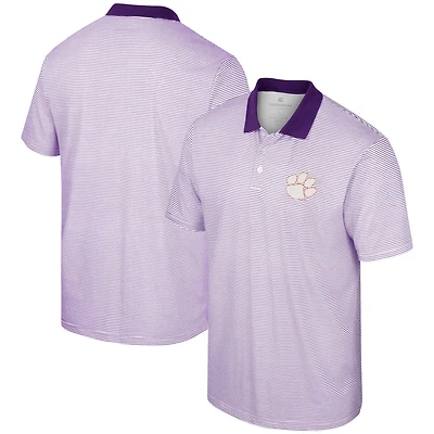 Colosseum White Clemson Tigers Print Stripe Polo