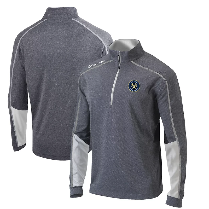 Columbia Charcoal/ Milwaukee Brewers Omni-Wick Shotgun 20 Quarter-Zip Pullover Top