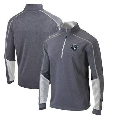 Columbia Charcoal/ Milwaukee Brewers Omni-Wick Shotgun 20 Quarter-Zip Pullover Top
