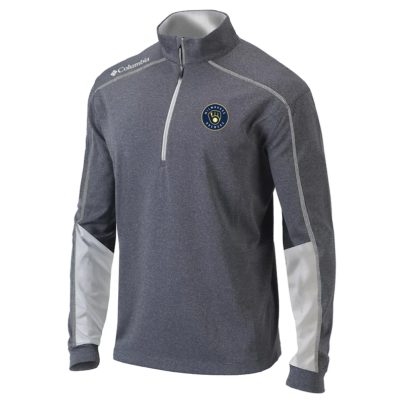 Columbia Charcoal/ Milwaukee Brewers Omni-Wick Shotgun 20 Quarter-Zip Pullover Top