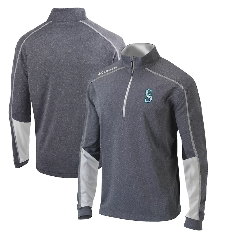 Columbia Charcoal/ Seattle Mariners Omni-Wick Shotgun 20 Quarter-Zip Pullover Top