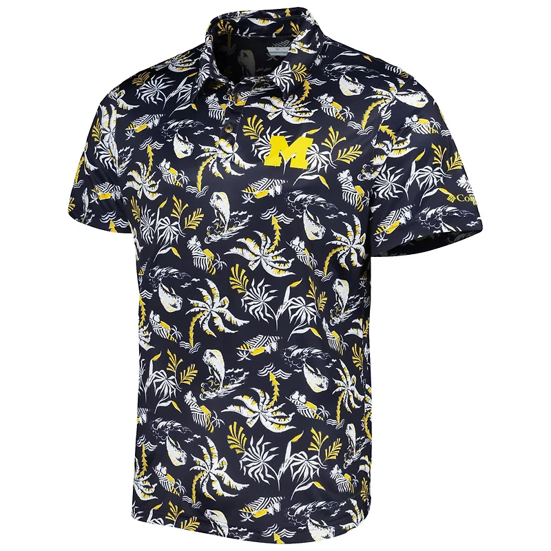 Columbia Michigan Wolverines Super Terminal Tackle Omni-Shade Polo