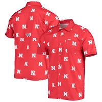 Columbia Nebraska Huskers Super Slack Tide Omni-Shade Button-Up Shirt