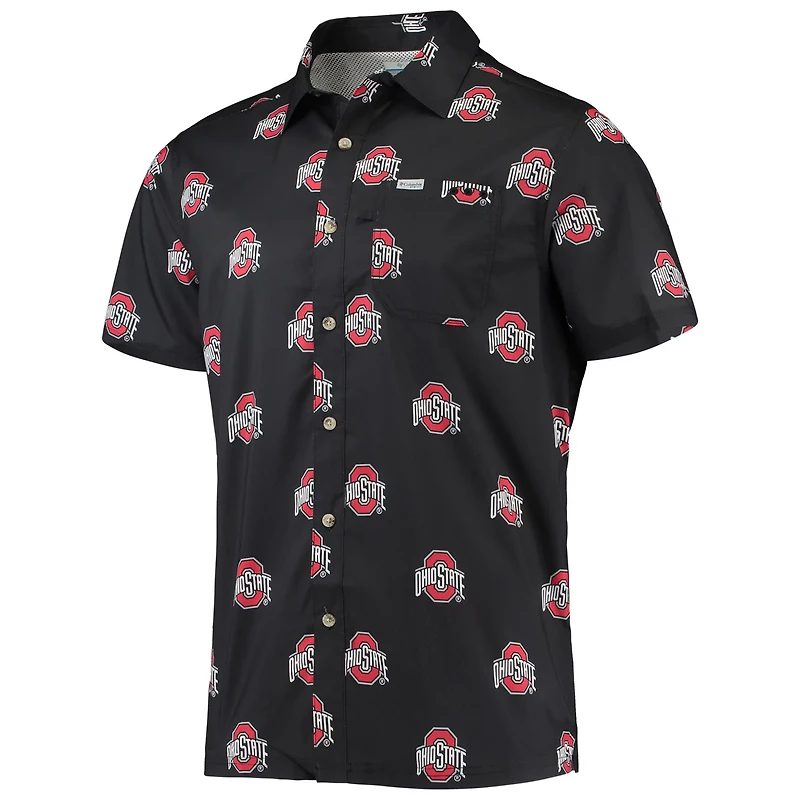 Columbia Ohio State Buckeyes Super Slack Tide Omni-Shade Button-Up Shirt