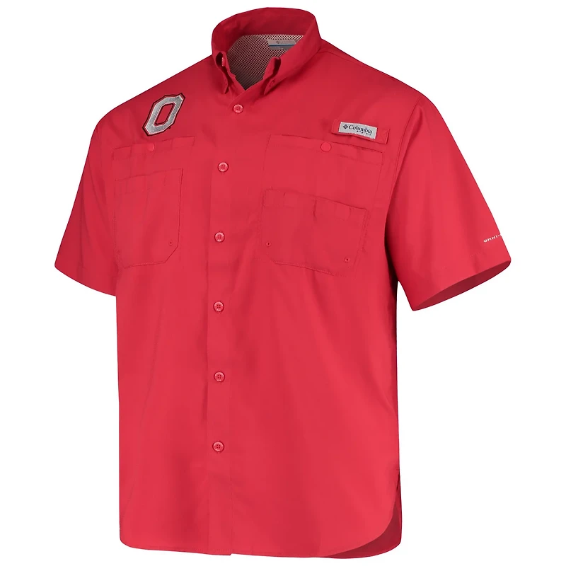 Columbia Ohio State Buckeyes Tamiami Omni-Shade Button-Down Shirt