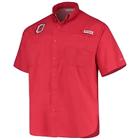 Columbia Ohio State Buckeyes Tamiami Omni-Shade Button-Down Shirt