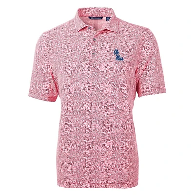Cutter Buck Light Ole Miss Rebels Virtue Eco Pique Botanical Print Polo