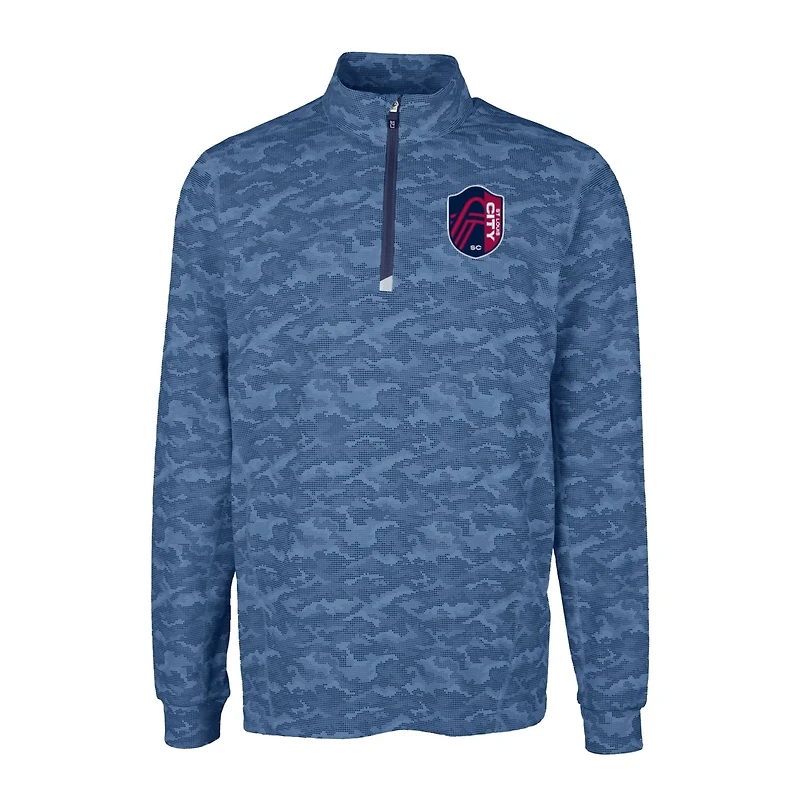Cutter Buck St Louis City SC Big Tall Traverse Stretch Eco Camo Print Quarter-Zip Pullover Top