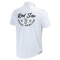 Darius Rucker Collection by Fanatics Boston Red Sox Pin Stripe Short Sleeve Button-Up Shirt