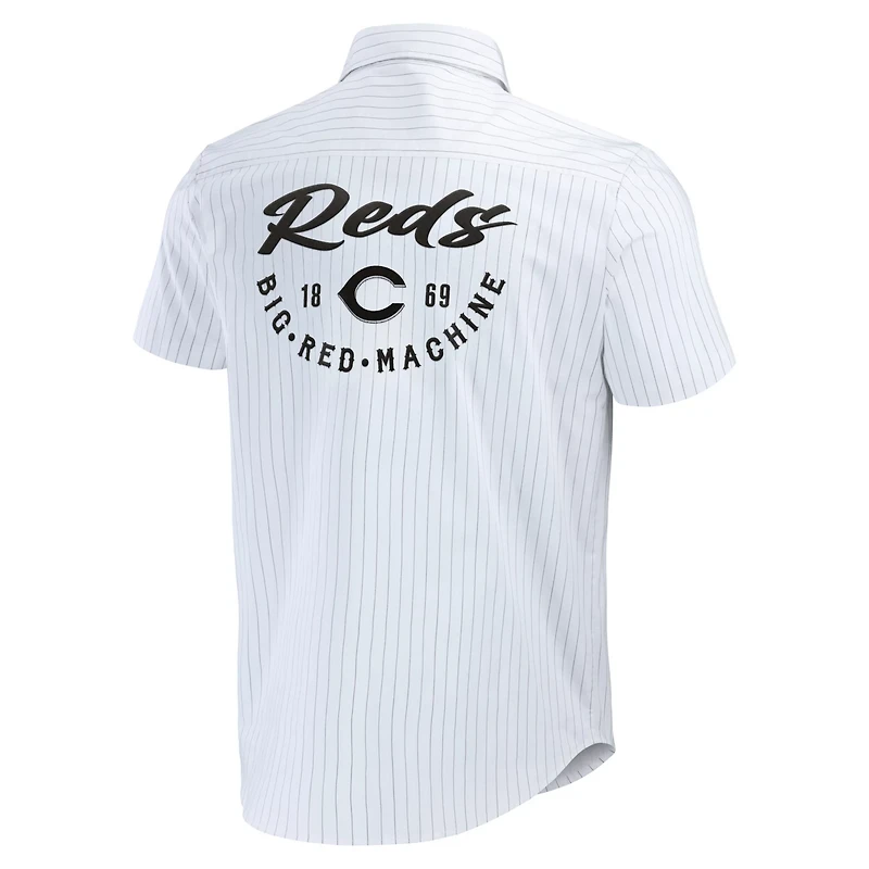 Darius Rucker Collection by Fanatics Cincinnati Reds Pin Stripe Short Sleeve Button-Up Shirt