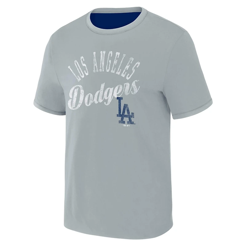 Darius Rucker Collection by Fanatics Gray Los Angeles Dodgers Two-Way Ringer Reversible T-Shirt
