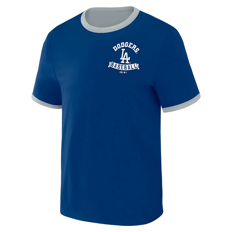 Darius Rucker Collection by Fanatics Gray Los Angeles Dodgers Two-Way Ringer Reversible T-Shirt