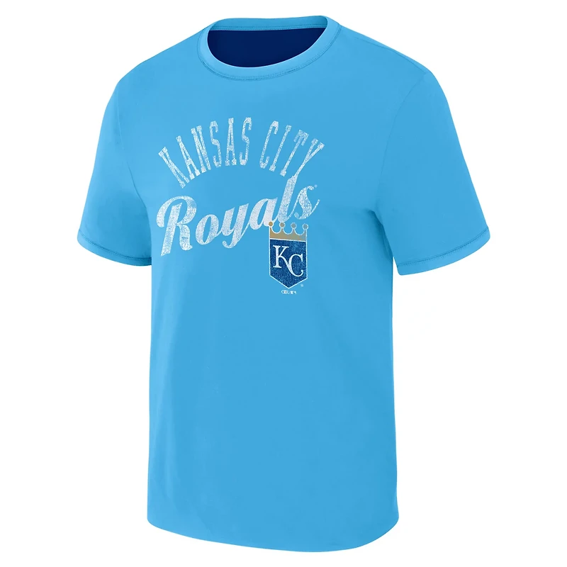 Darius Rucker Collection by Fanatics Light Blue Kansas City s Two-Way Ringer Reversible T-Shirt