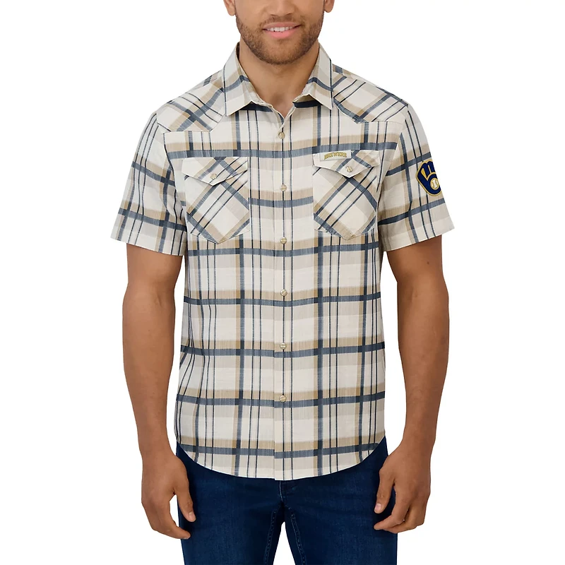 Darius Rucker Collection by Fanatics Milwaukee Brewers Plaid Full-Snap Shirt