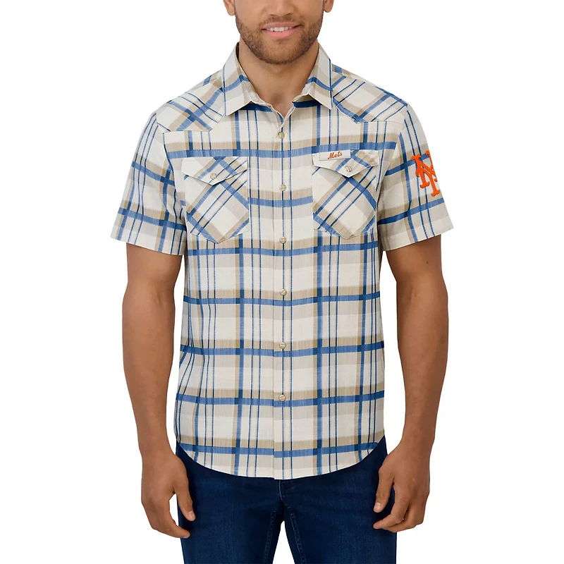 Darius Rucker Collection by Fanatics New York Mets Plaid Full-Snap Shirt