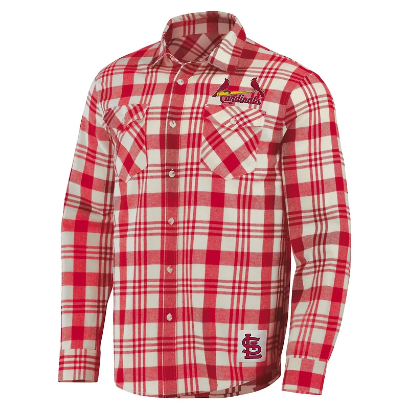 Darius Rucker Collection by Fanatics St Louis Cardinals Plaid Flannel Button-Up Shirt