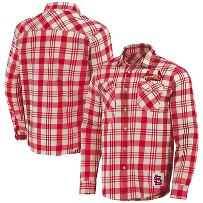 Darius Rucker Collection by Fanatics St Louis Cardinals Plaid Flannel Button-Up Shirt