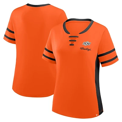 Fanatics Black Oklahoma State Cowboys Be Fearless Athena Lace-Up T-Shirt