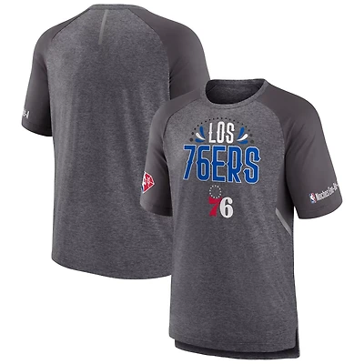 Fanatics Branded Heathered Gray Philadelphia 76ers 2022 Noches Ene-Be-A Core Shooting Raglan T-Shirt