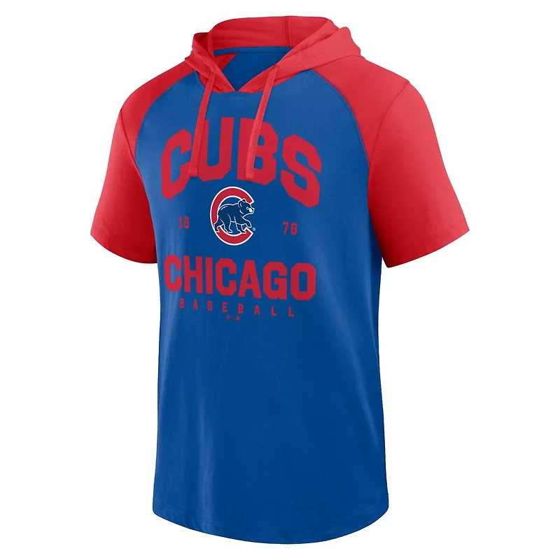 Fanatics Chicago Cubs Prime Raglan Short Sleeve Hoodie T-Shirt