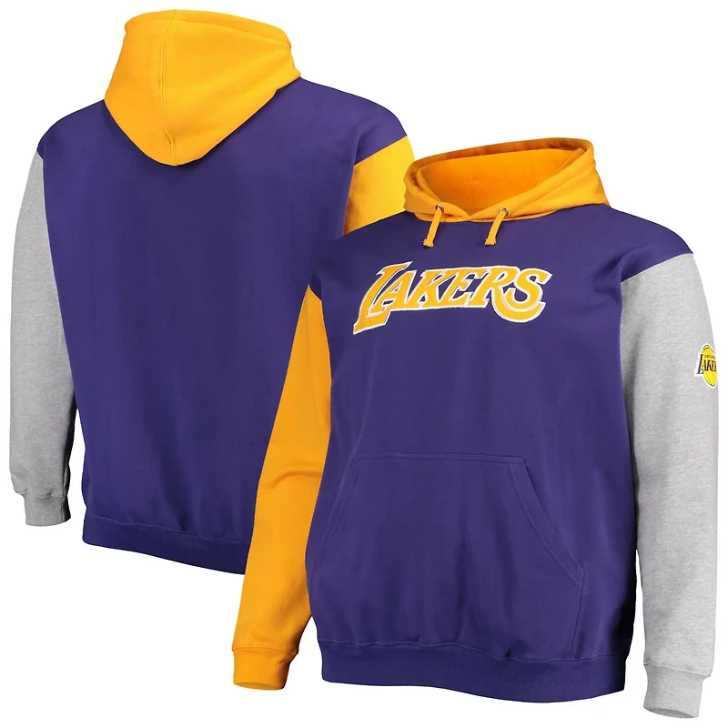 Fanatics /Gold Los Angeles Lakers Big  Tall Double Contrast Pullover Hoodie