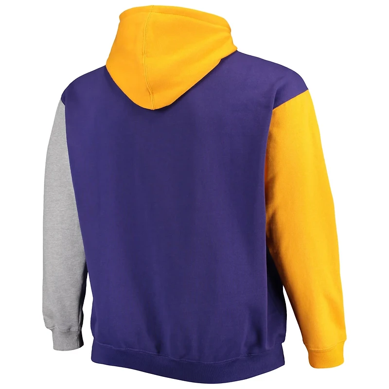 Fanatics /Gold Los Angeles Lakers Big  Tall Double Contrast Pullover Hoodie