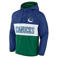 Fanatics Green Vancouver Canucks Backhand Shooter Defender Anorak Raglan Hoodie Quarter-Zip Jacket