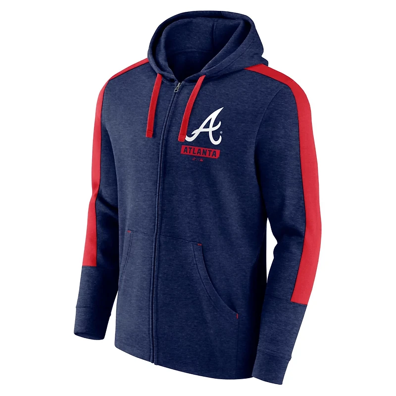 Fanatics Heather Atlanta Braves Gains Fleece Full-Zip Hoodie
