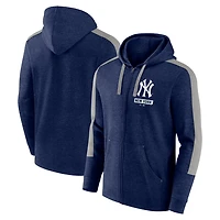 Fanatics Heather New York Yankees Gains Fleece Full-Zip Hoodie