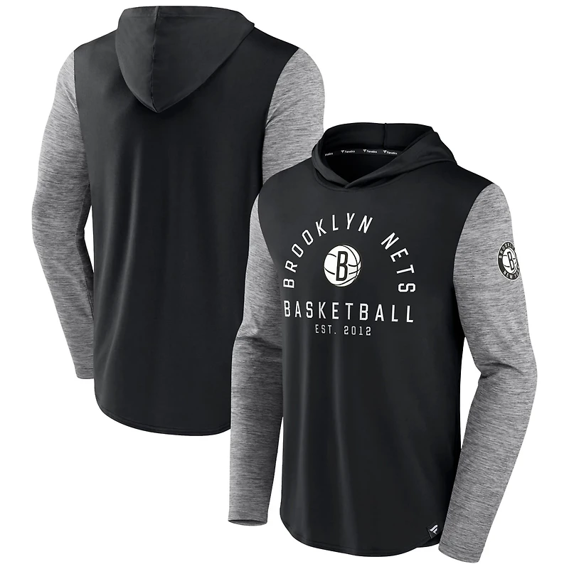 Fanatics /Heathered Charcoal Brooklyn Nets Deep Rotation Performance Pullover Hoodie