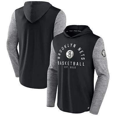 Fanatics /Heathered Charcoal Brooklyn Nets Deep Rotation Performance Pullover Hoodie