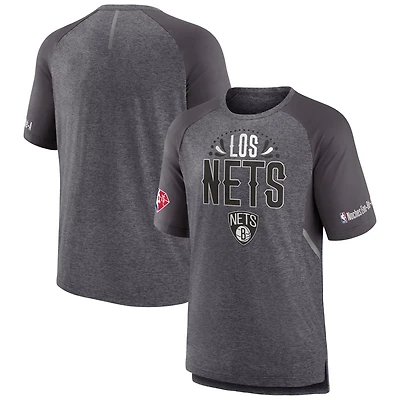 Fanatics Heathered Gray Brooklyn Nets 2022 Noches Ene-Be-A Core Shooting Raglan T-Shirt