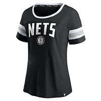 Fanatics /Heathered Gray Brooklyn Nets Block Party Striped Sleeve T-Shirt
