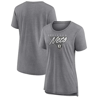 Fanatics Heathered Gray Brooklyn Nets True Classics Tri-Blend T-Shirt