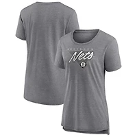 Fanatics Heathered Gray Brooklyn Nets True Classics Tri-Blend T-Shirt