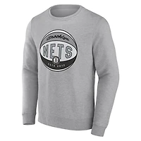 Fanatics Heathered Gray Brooklyn Nets True Classics Vint Pullover Sweatshirt