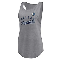 Fanatics Heathered Gray Dallas Mavericks Quality Time Open Scoop Neck Tri-Blend Tank Top