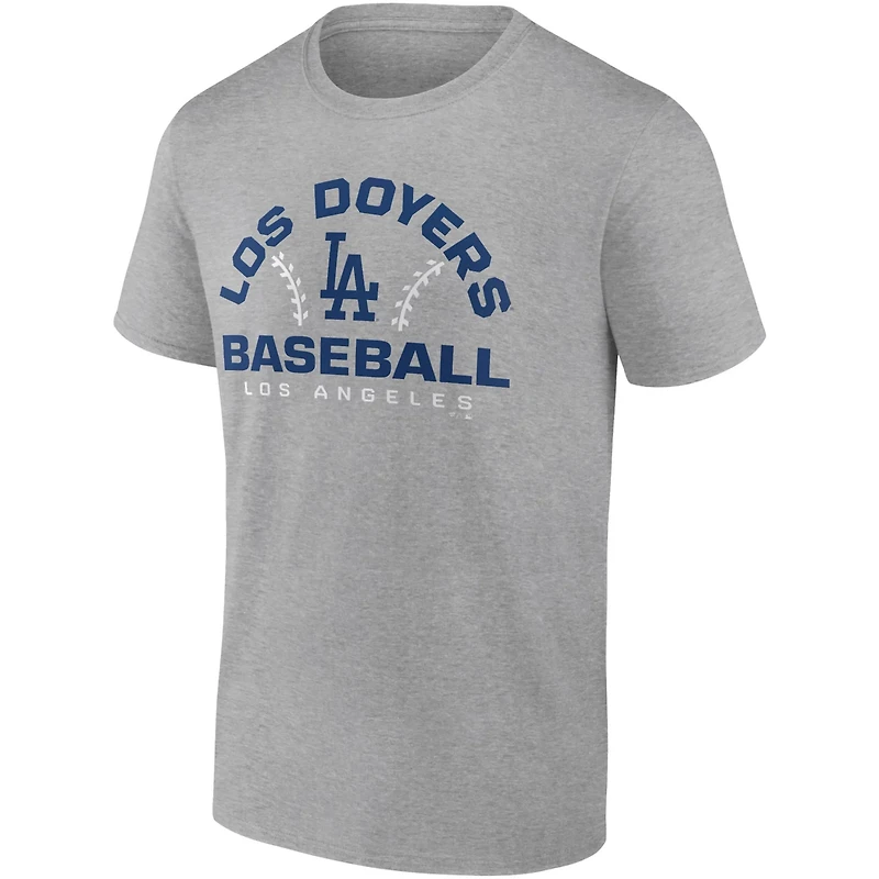 Fanatics Heathered Gray Los Angeles Dodgers Iconic Go for Two T-Shirt