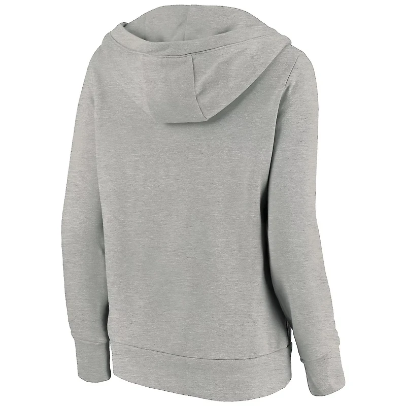 Fanatics Heathered Gray New York Yankees Official Logo Crossover V-Neck Pullover Hoodie