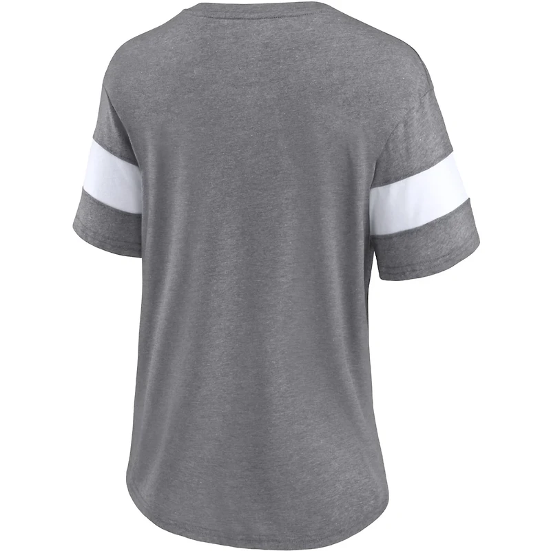 Fanatics Heathered Gray Oklahoma Sooners Arched City Sleeve-Striped Tri-Blend V-Neck T-Shirt