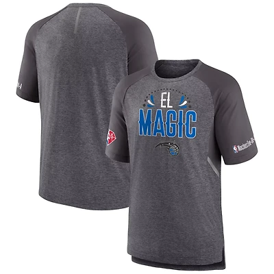 Fanatics Heathered Gray Orlando Magic 2022 Noches Ene-Be-A Core Shooting Raglan T-Shirt