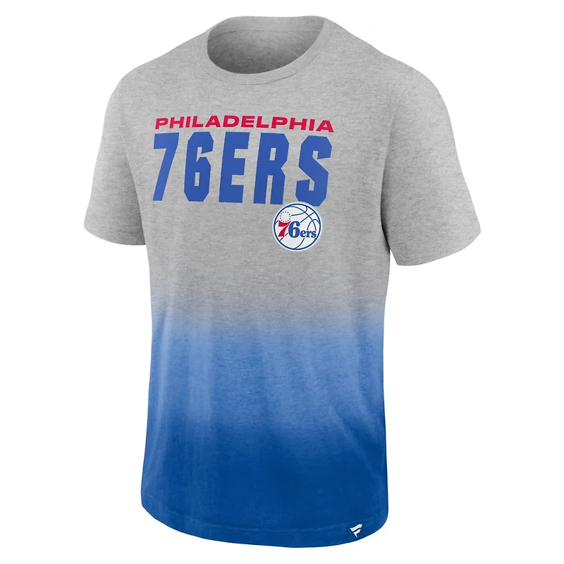 Fanatics Heathered Gray/ Philadelphia 76ers Board Crasher Dip-Dye T-Shirt
