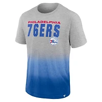 Fanatics Heathered Gray/ Philadelphia 76ers Board Crasher Dip-Dye T-Shirt